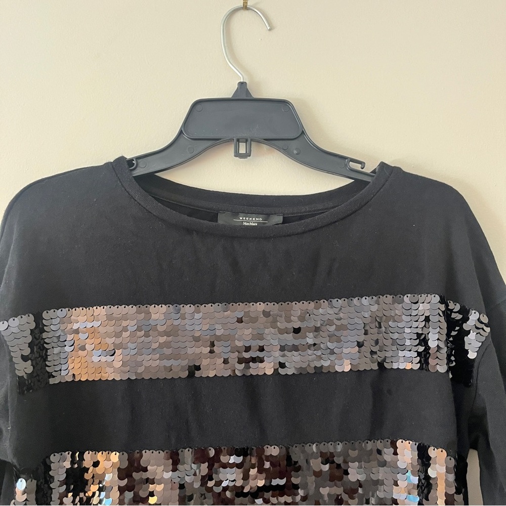 MaxMara Black Sequin Blouse with 3/4 Sleeves - Picture 2 of 9